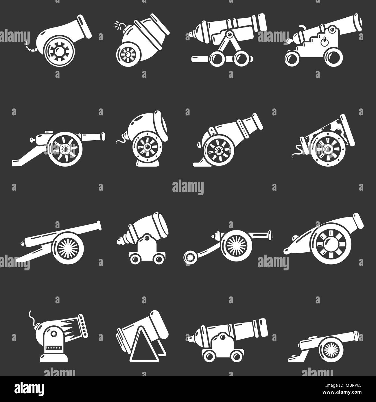 Cannon retro icons set grey vector Stock Vector
