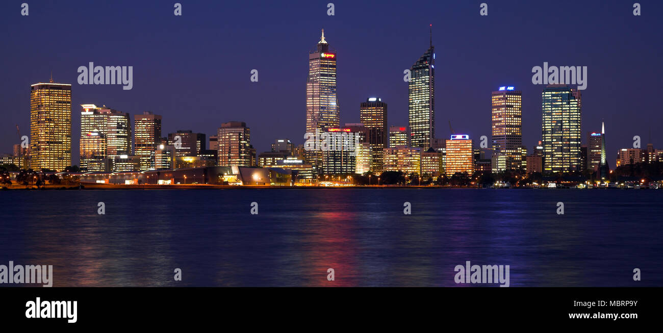 Perth, Australia - October 22, 2007: The skyline at night Stock Photo ...