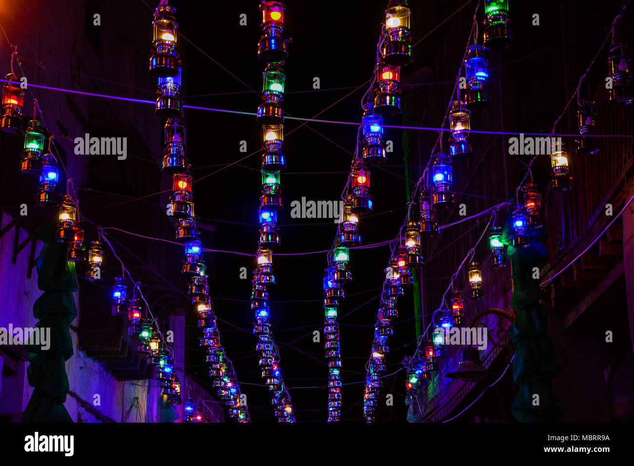 Colourful modern LED lanterns Stock Photo - Alamy