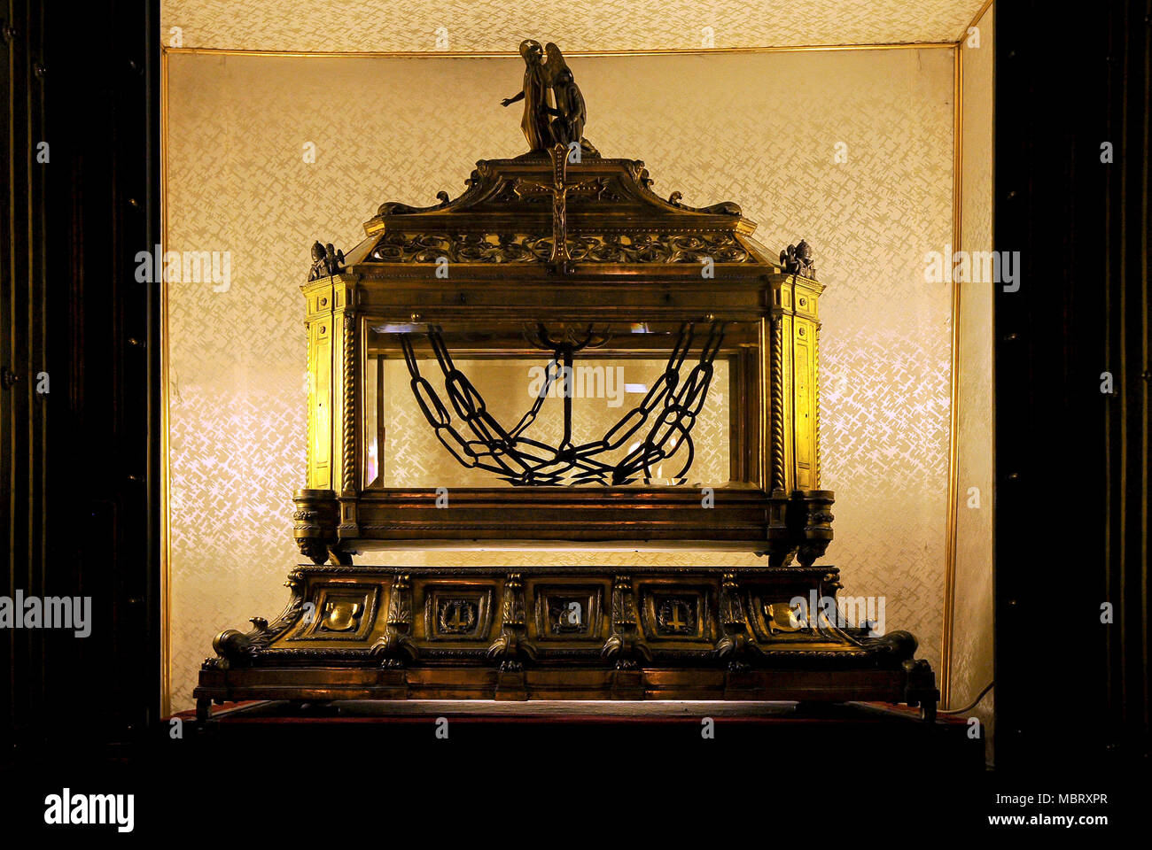 Reliquary containing relic of the chains of St Peter in Basilica di San