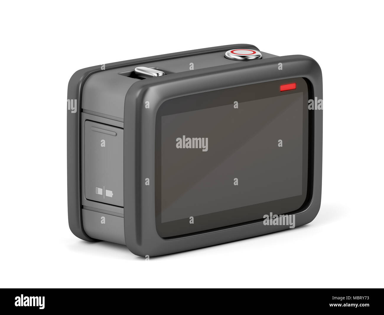 Back view of rugged action camera on white background Stock Photo
