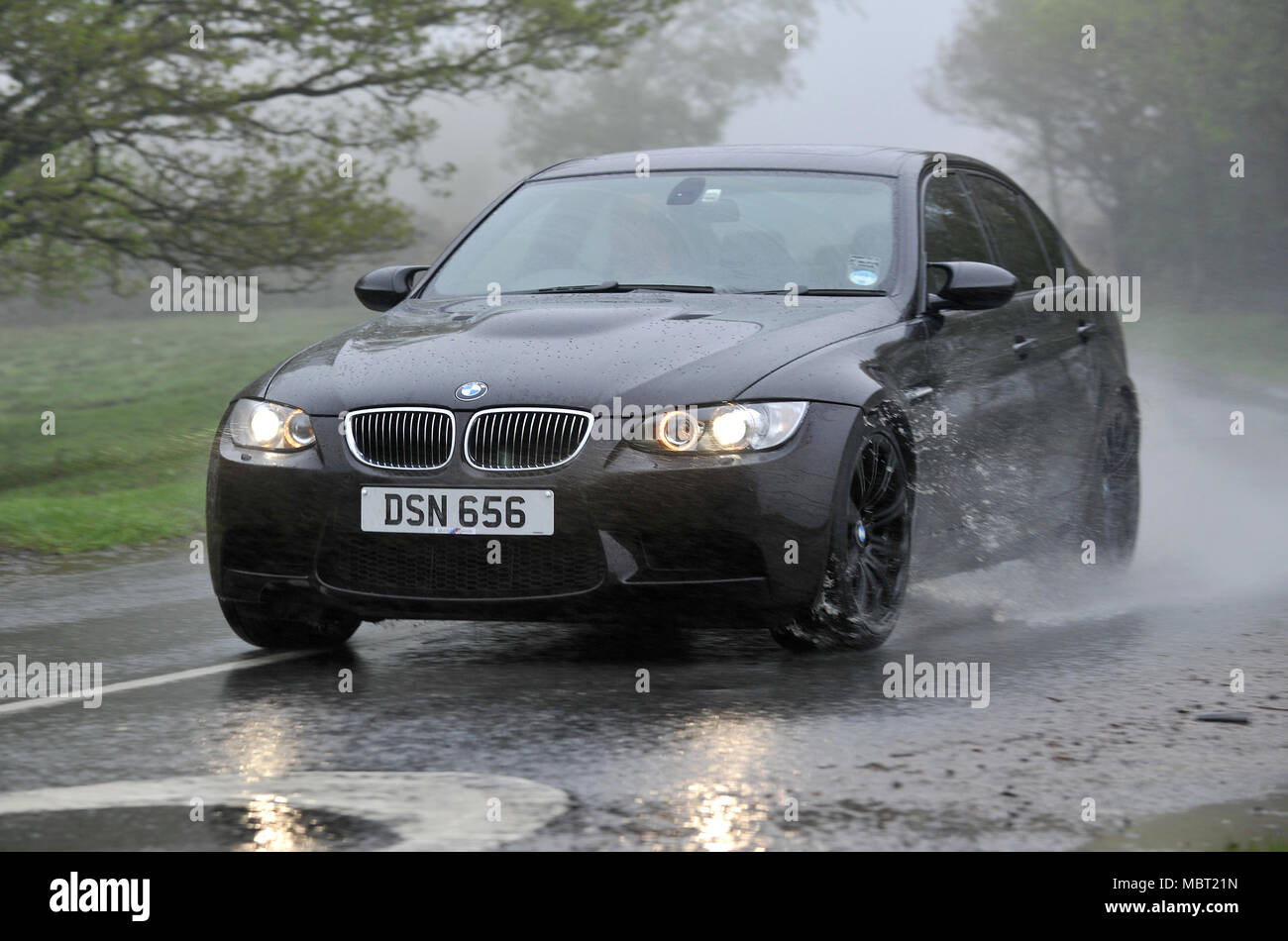 E92 BMW M3 sports saloon car, all black 'murdered out' look Stock Photo