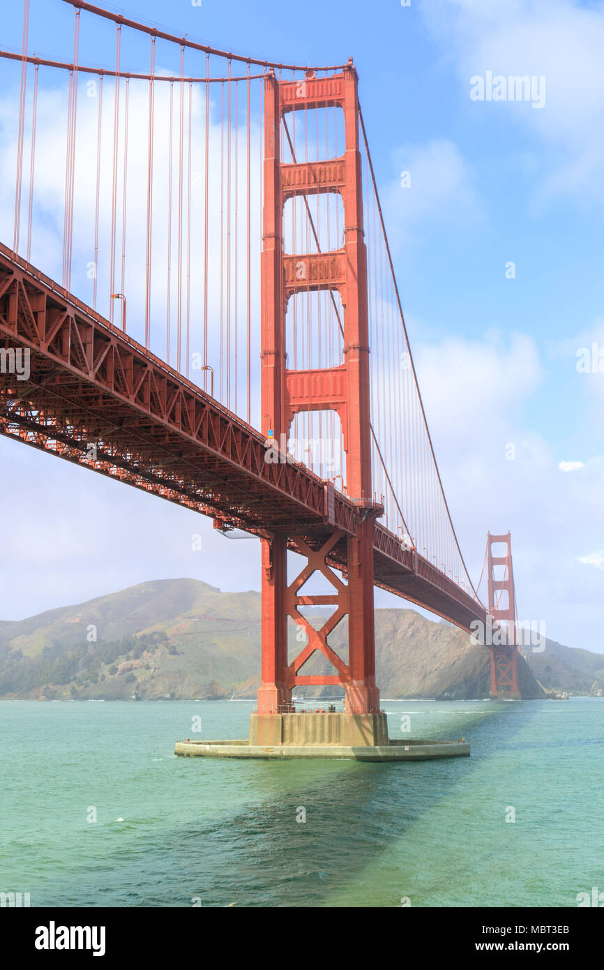 View of the Golden Gate Bridge from Fort Point. Stock Photo