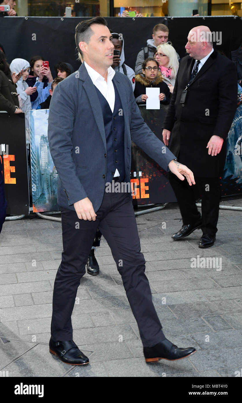 Director Brad Peyton attending the European premiere of Rampage, held
