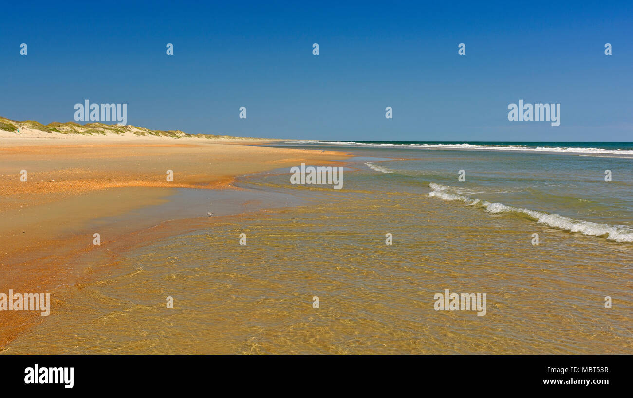Quiet Currents on an Ocean Beach on Ocracoke Island in Outer Banks of North Carolina Stock Photo