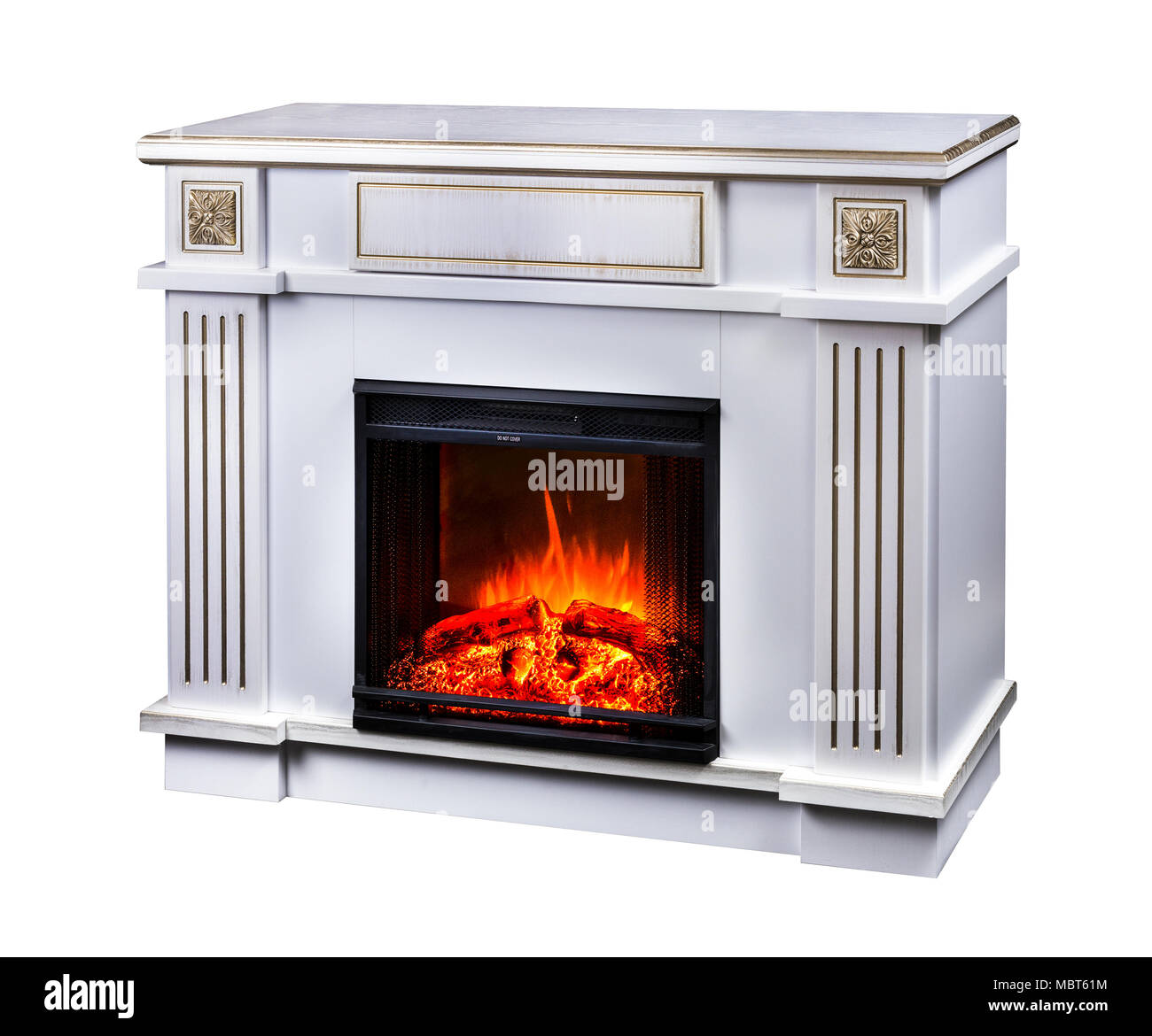 modern decorative electric fireplace with a beautiful burning flame