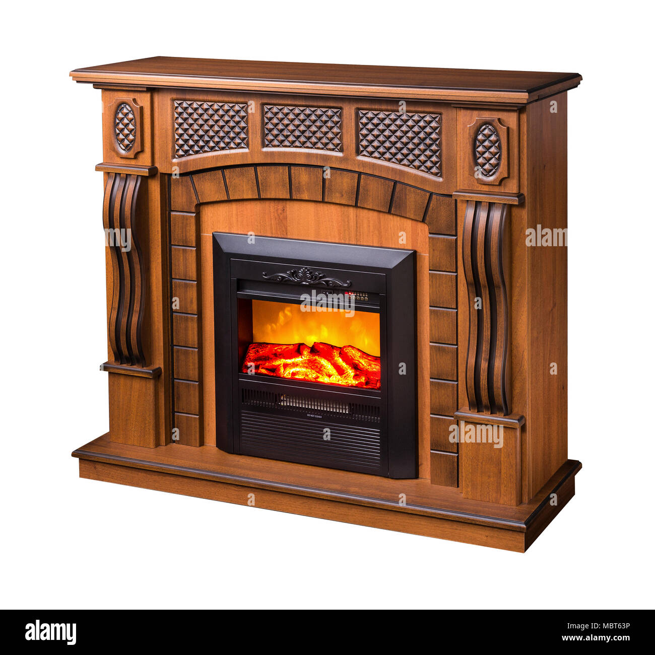 modern decorative electric fireplace with a beautiful burning flame