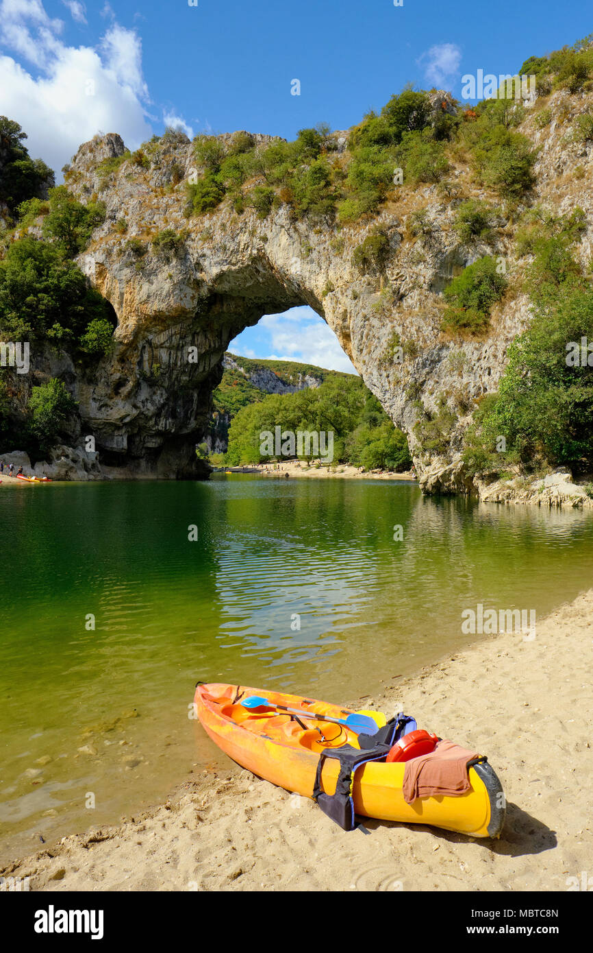 A canoe trip to the natural stone arch of Pont d'Arc in the de l