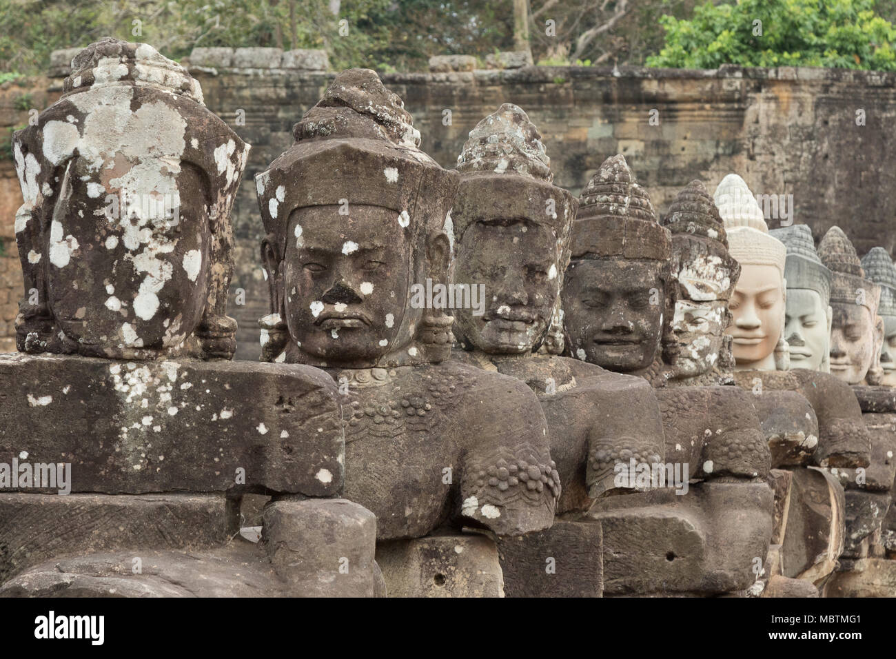 Angkor Thom,statues of gods on the bridge, South gate, Angkor Thom ...