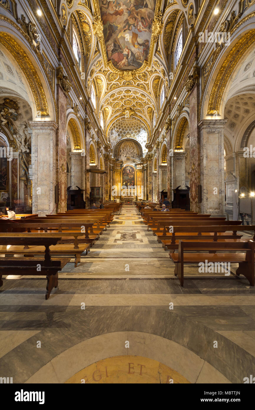 Interior  of the Church of St. Louis of the French (San Luigi dei Francesi) - Rome Stock Photo