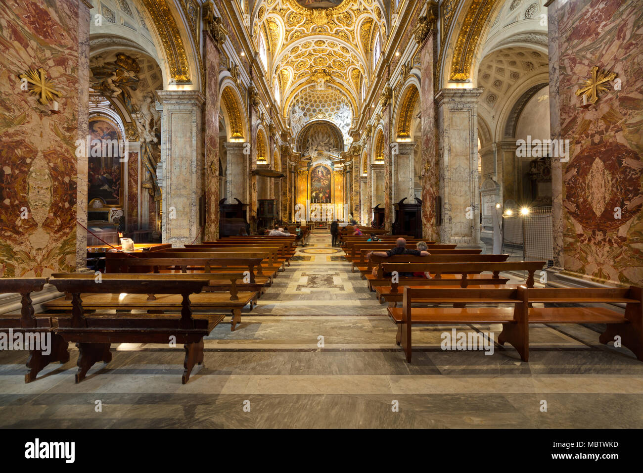 Interior  of the Church of St. Louis of the French (San Luigi dei Francesi) - Rome Stock Photo