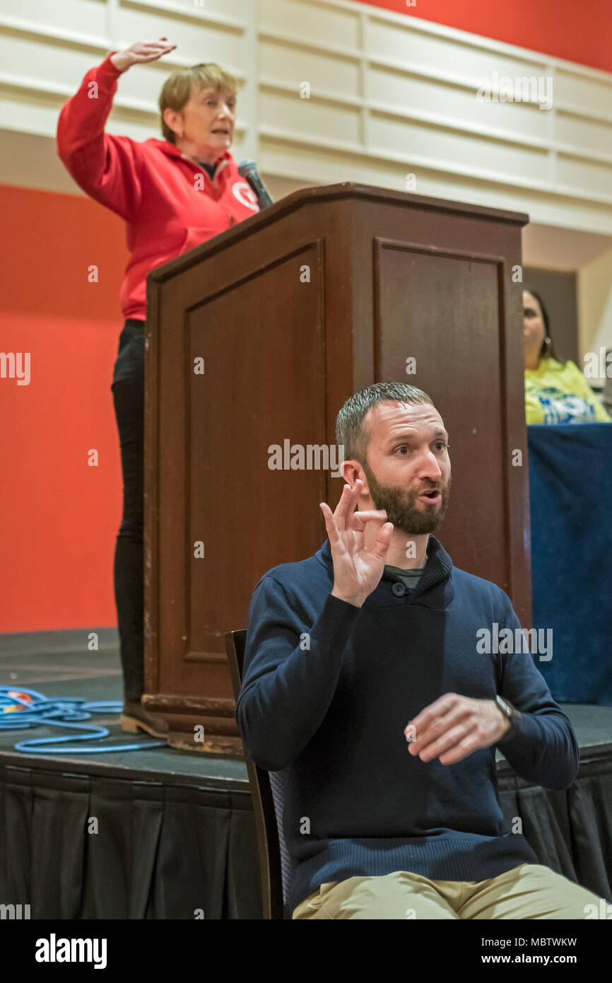 Chicago, Illinois A sign language interpreter at work while Barbara