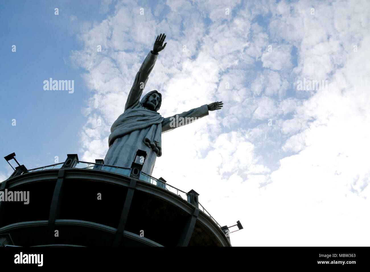 Giant Jesus Statue on Burake Hill near Makale, Toraja, Sulawesi, Indonesia Stock Photo