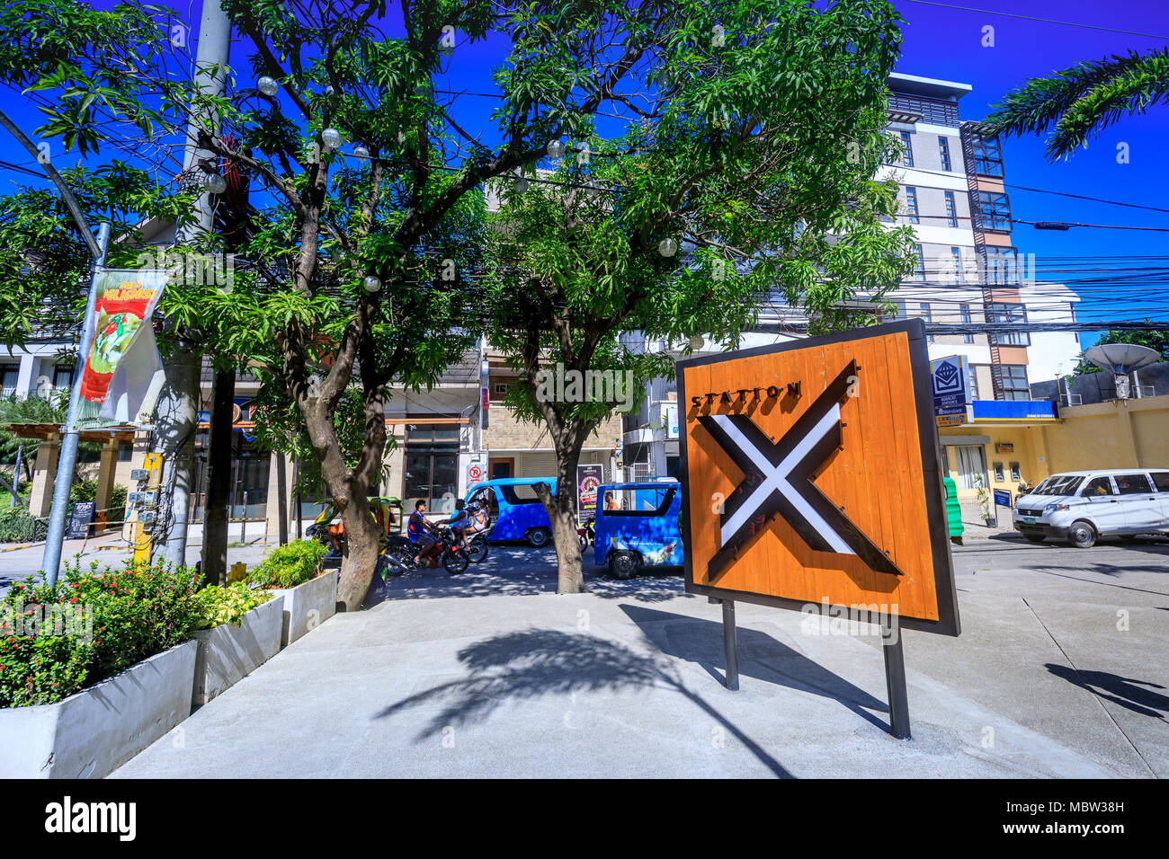 Boracay, Philippines - Nov 18, 2017 : Sign of Station X mall in Boracay Stock Photo