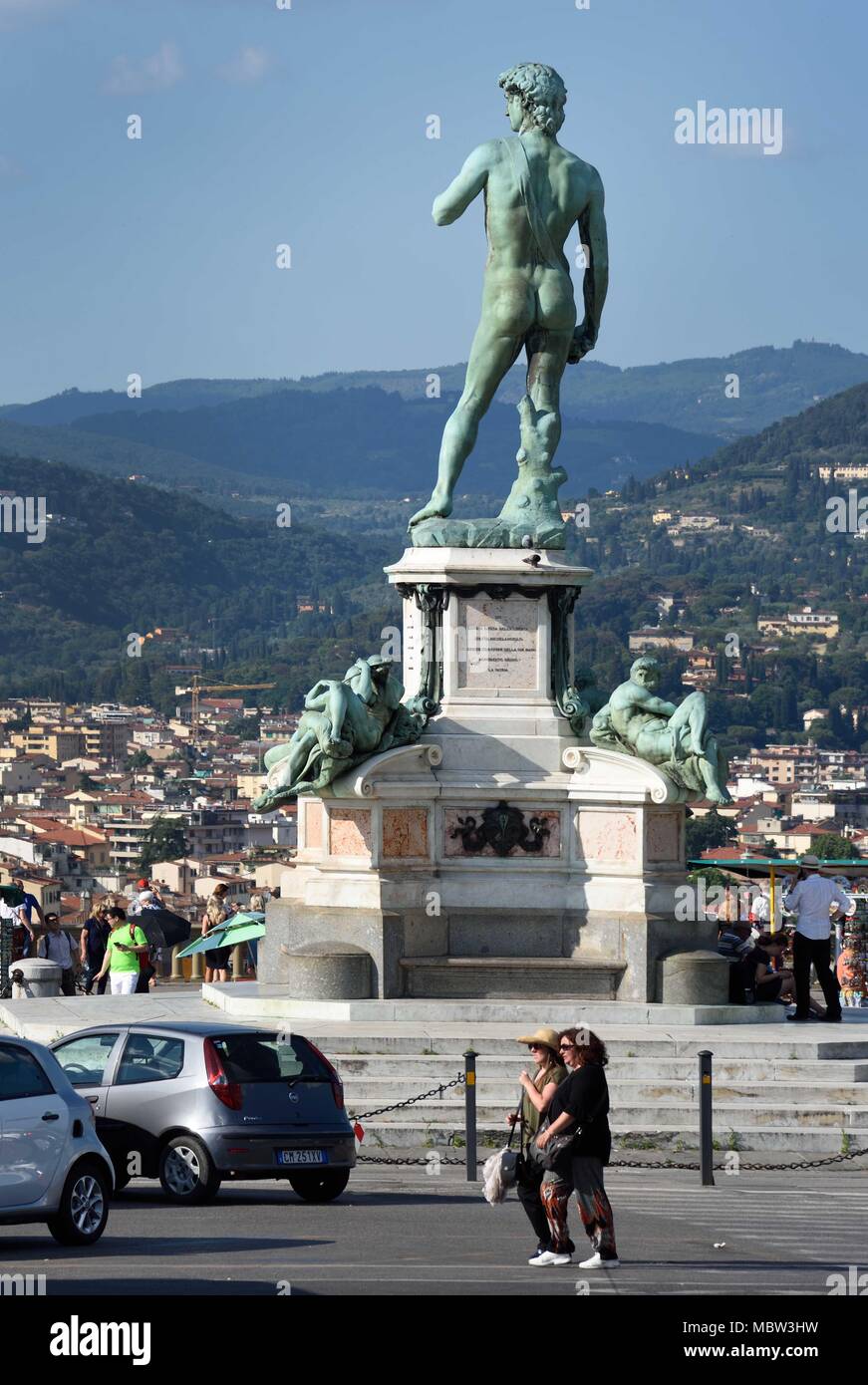 David facing Florence city at center of Piazzale Michelangelo. This square was designed by David facing Florence city at center of Piazzale Michelangelo. This square was designed by