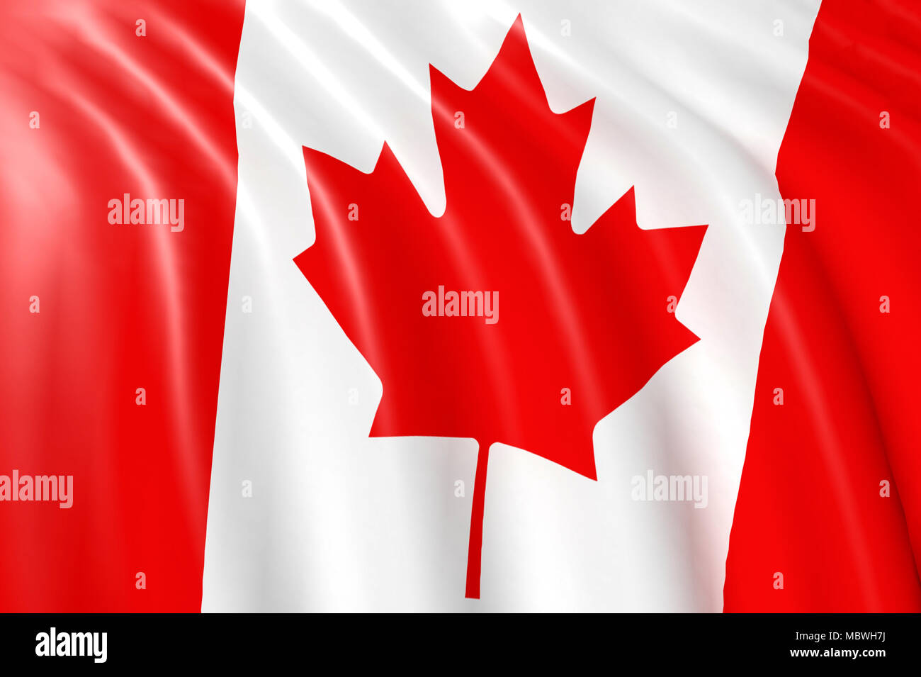 Canadian flag waving on wind, close up. 3D illustration Stock Photo - Alamy