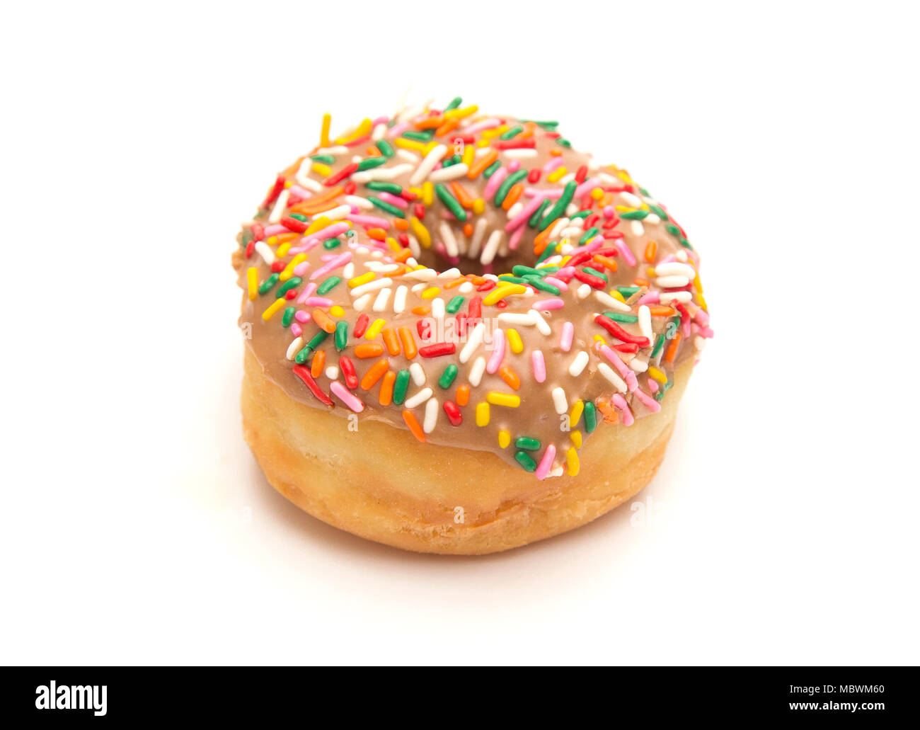 Maple Sprinkle Donuts on a White Background Stock Photo