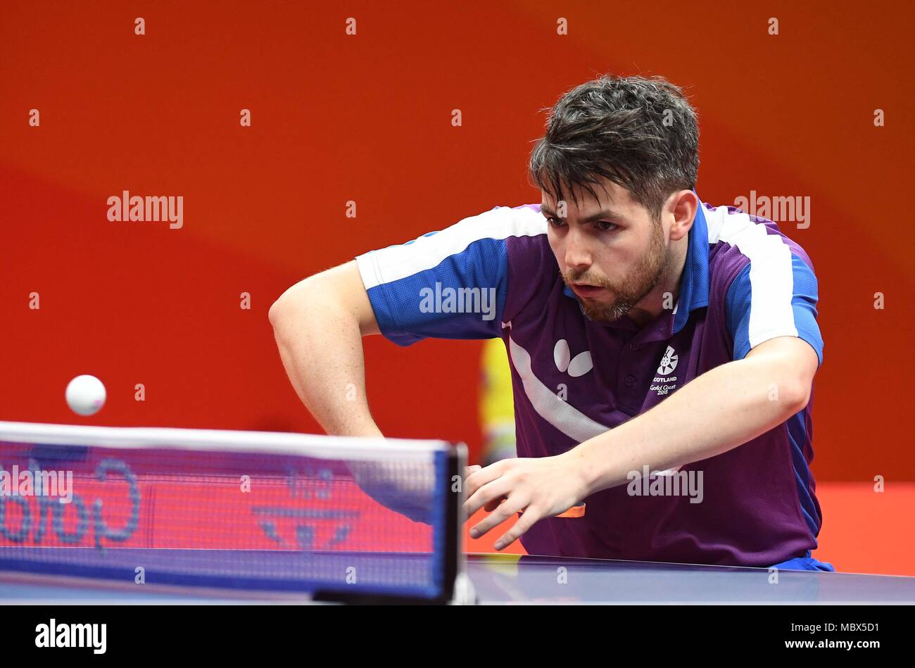 Queensland, Australia. 11th April, 2018. Craig HOWIESON (SCO). Table tennis.  Mens doubles. round of 32. XXI Commonwealth games. Oxenford studios. Gold  Coast 2018. Queensland. Australia. 11/04/2018. Credit: Sport In  Pictures/Alamy Live News