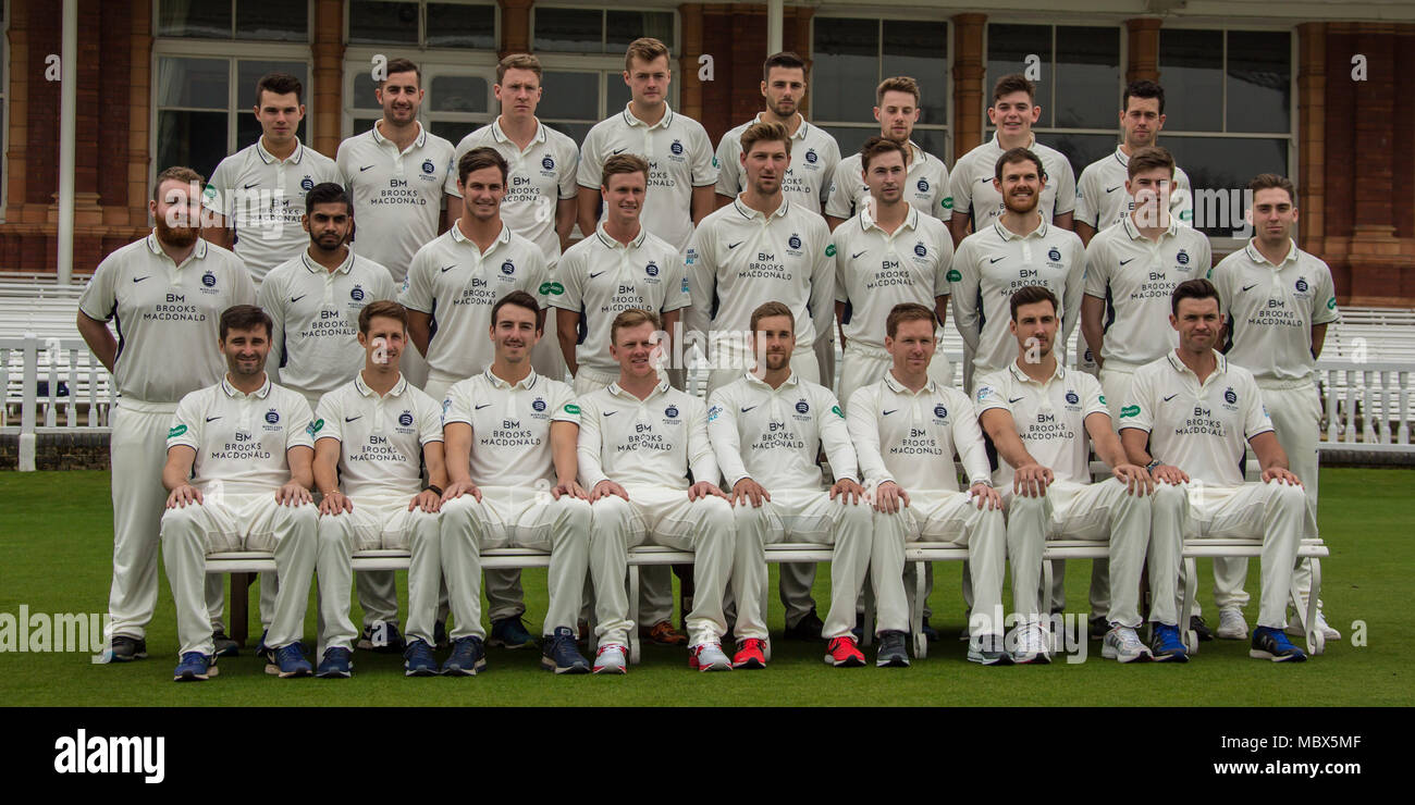London, UK. 11th Apr, 2018. Middlesex County Cricket Club squad picture