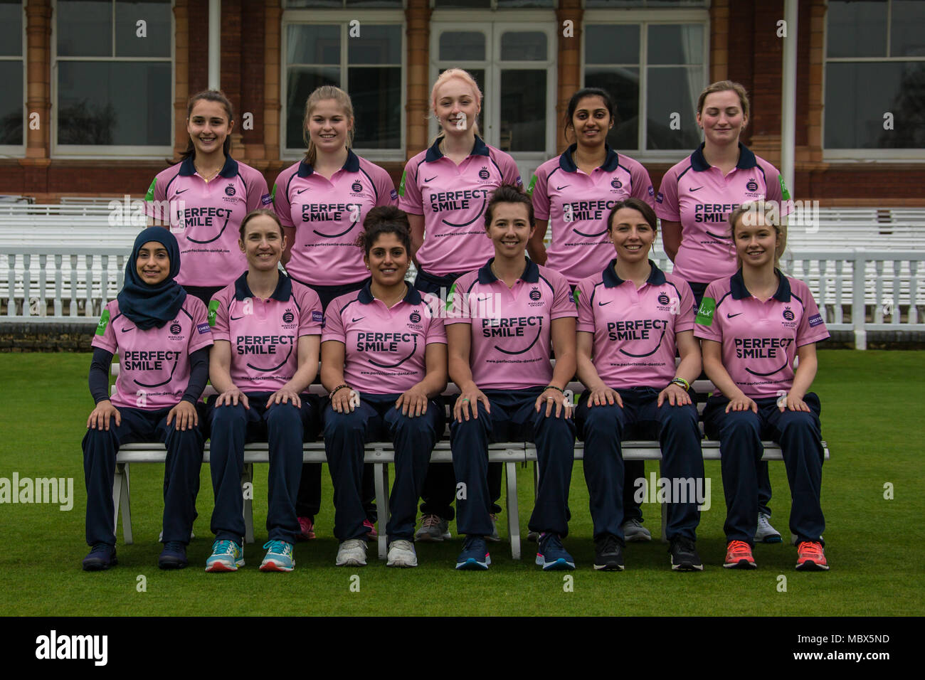 London, UK. 11th Apr, 2018. Middlesex County Cricket Club womens squad picture. for the 2018 season . Credit: David Rowe/Alamy Live News Stock Photo