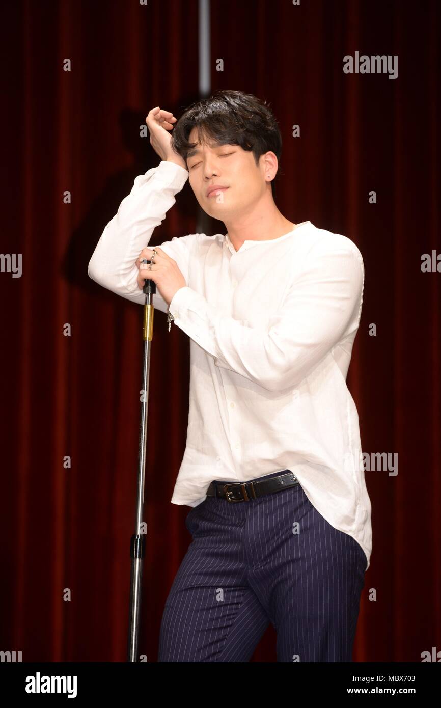 Seoul, Korea. 11th Apr, 2018. Lee Changmin (2AM) held showcase to ...