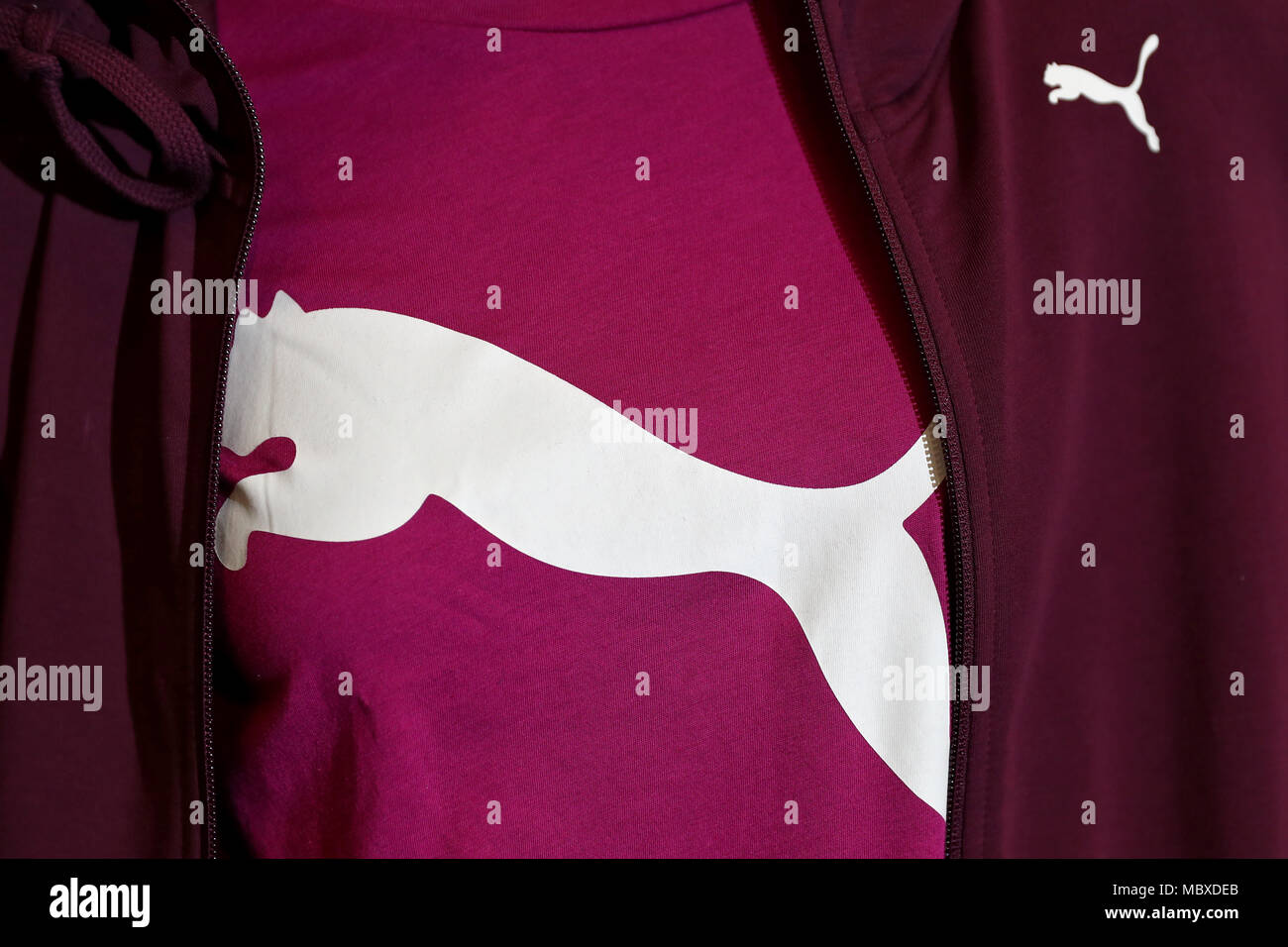 12 April 2018 Germany Herzogenaurach The logo of sporting goods brand Puma is on display at the company s general meeting. Photo Daniel Karmann dpa Stock Photo Alamy