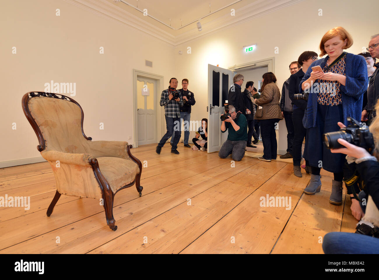 12 April 2018, Germany, Trier The armchair of philosopher and economic