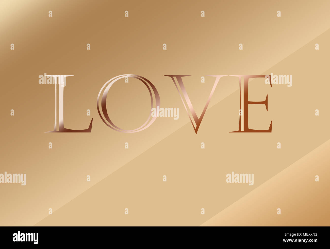 The word LOVE across a copper colored background Stock Photo