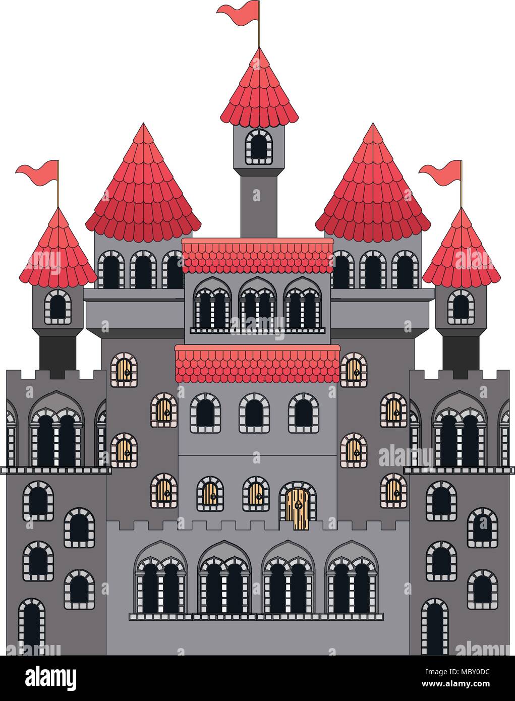 medieval castle with flags Stock Vector Image & Art - Alamy