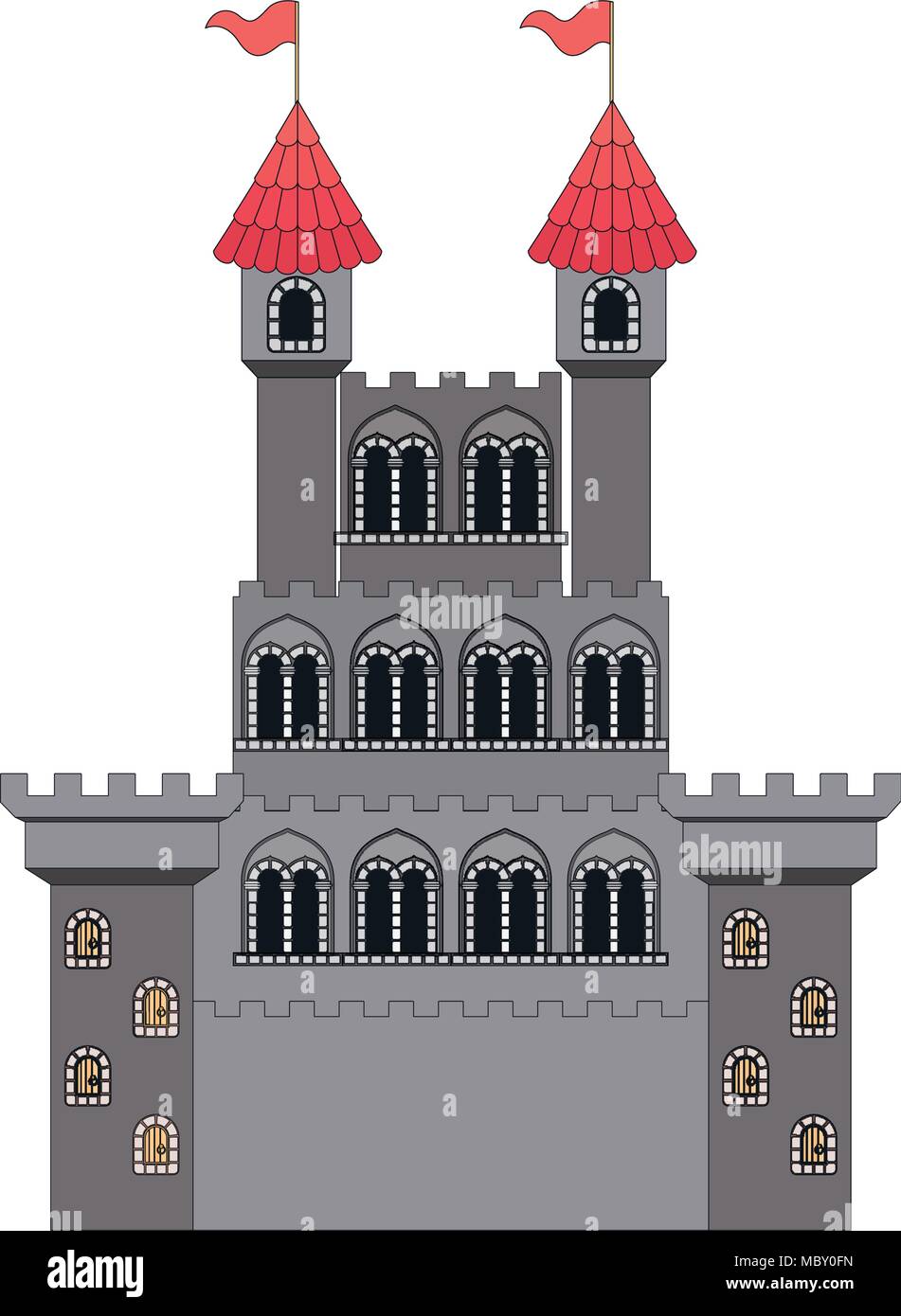 medieval castle with flags Stock Vector Image & Art - Alamy