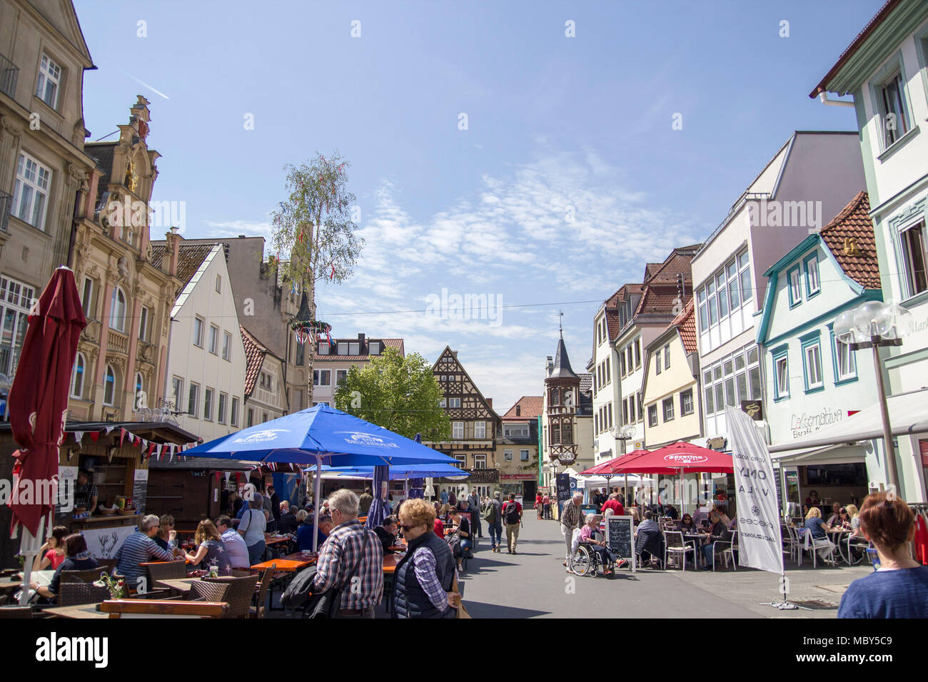 Bad Kissingen, Bad Kissingen District, Lower Franconia, Bavaria, Germany - May 11 2017: Shopping street of the city Stock Photo