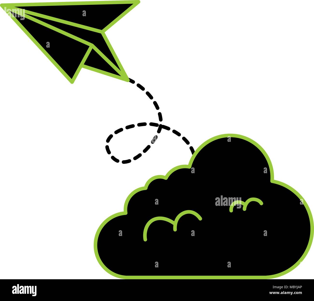 paper airplane flying with cloud vector illustration design Stock ...