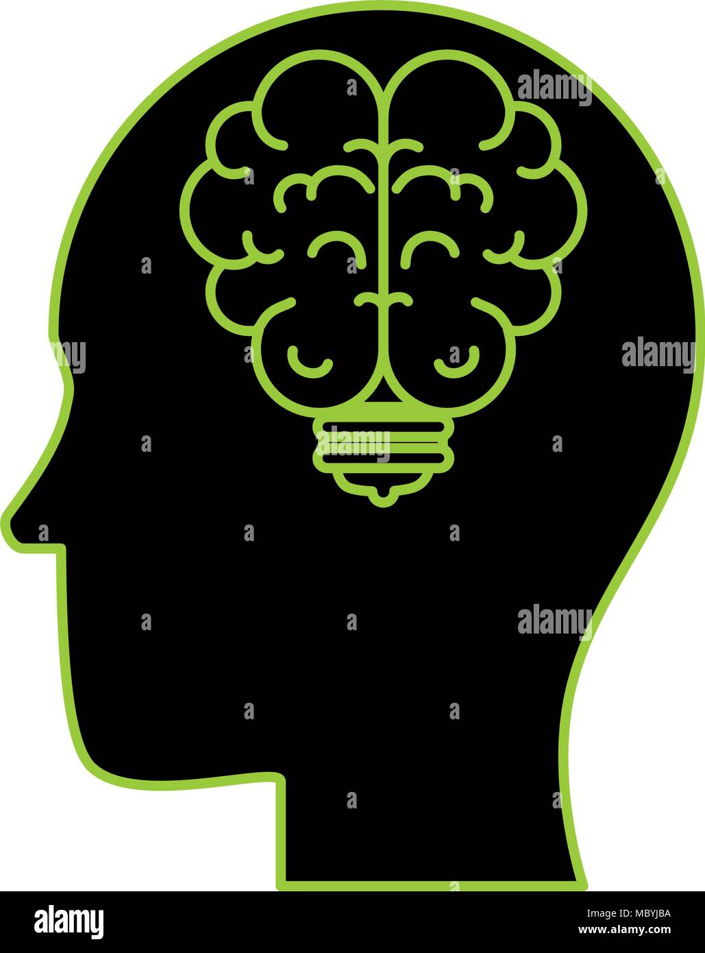 human profile with bulb and brain vector illustration design Stock ...