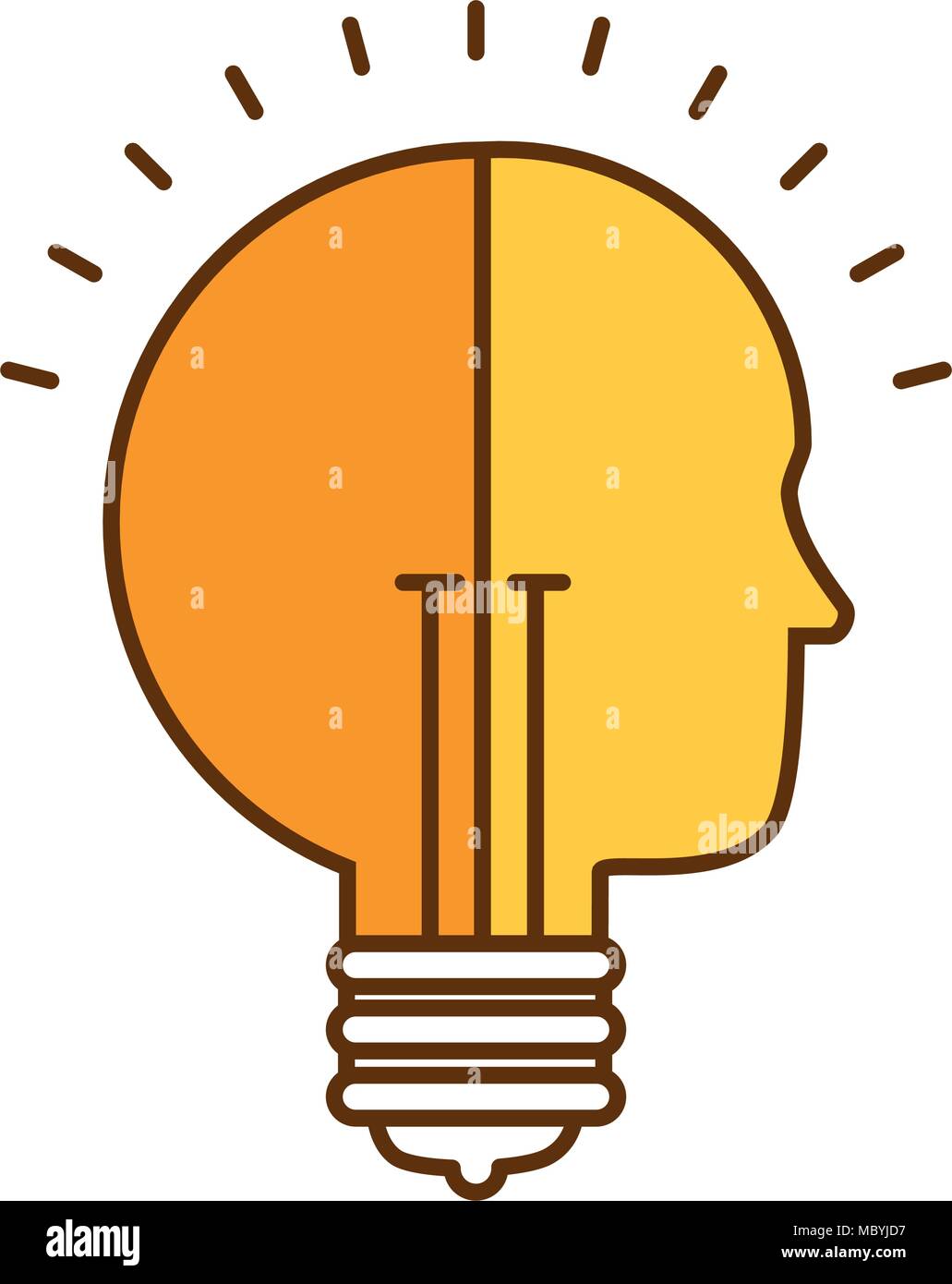 bulb light idea with profile vector illustration design Stock Vector ...