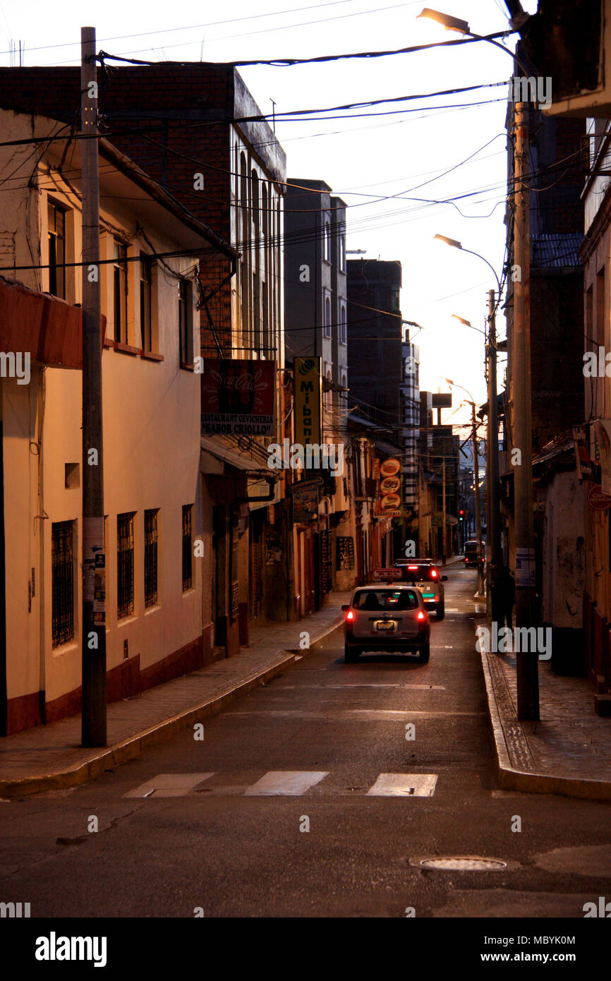 A typical Street in Puno, Peru Stock Photo