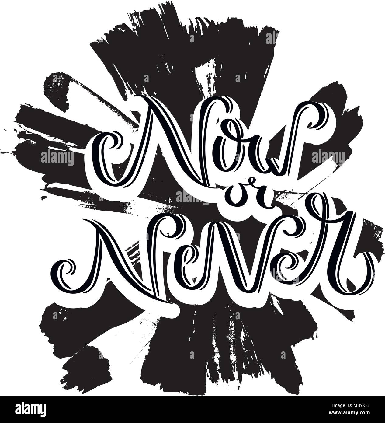 Now or never. Hand drawn motivation quote. Creative vector typography ...
