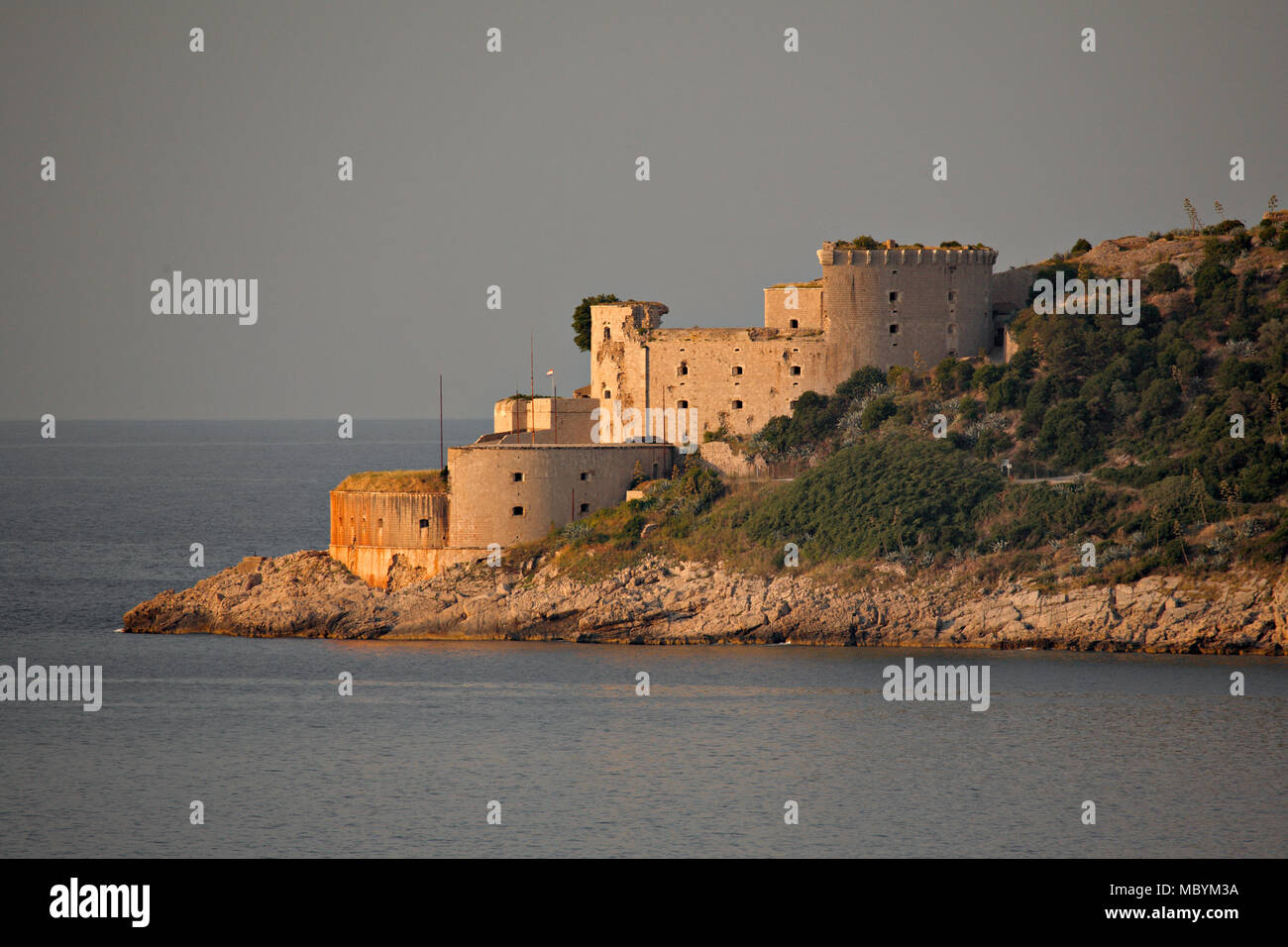 Fortifications at the entrance to the Bay of Kotor, Montenegro, on the Adriatic Sea Stock Photo