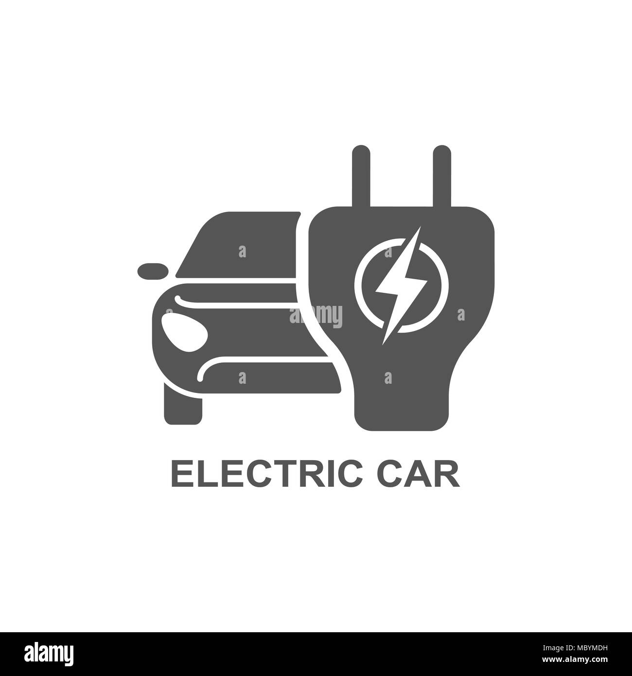 Electro car. Simple Related Vector Icon Set for Video, Mobile Apps, Web Sites, Print Projects and Your Design. Flat Illustration on White Background Stock Vector
