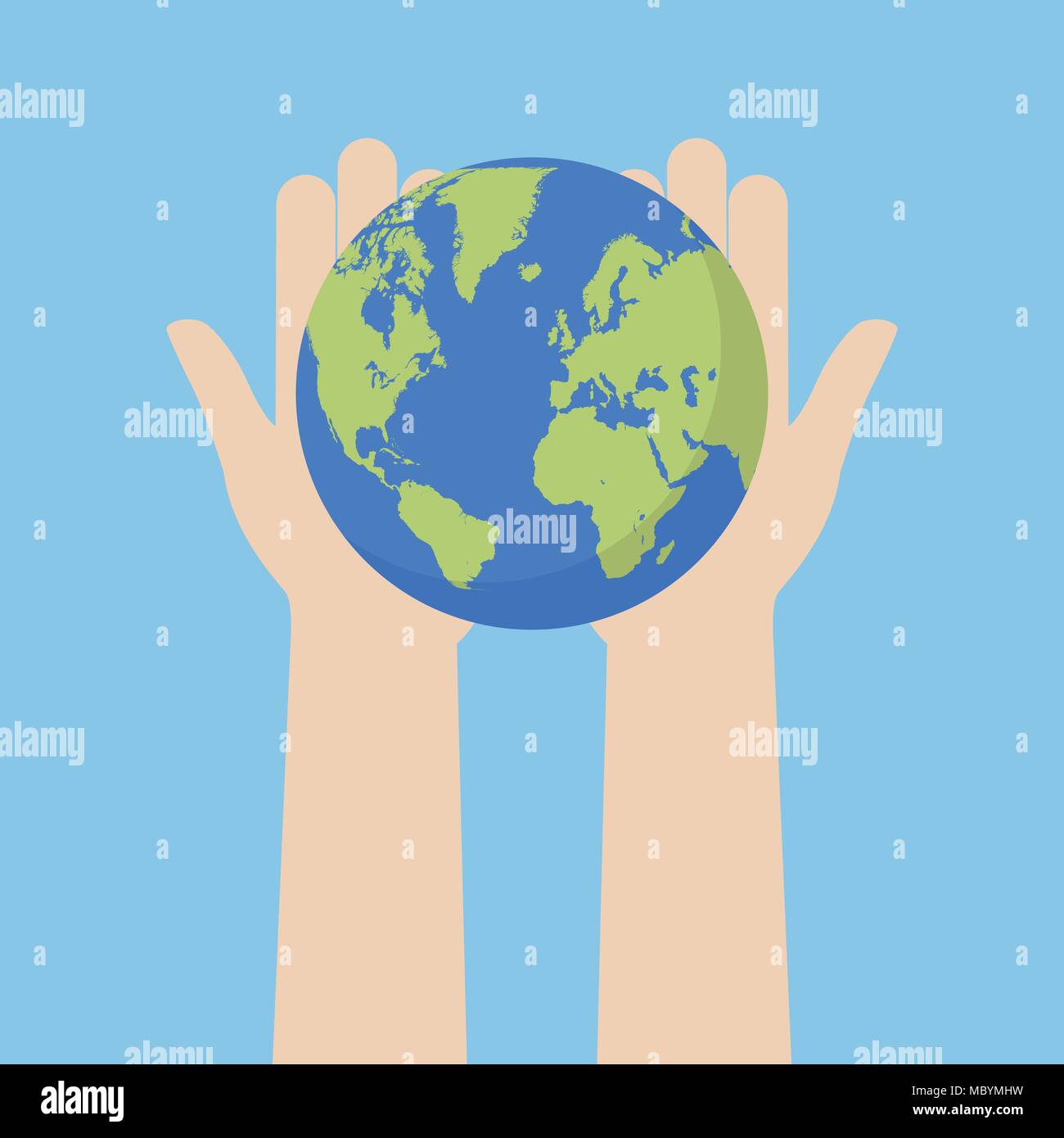 Hand holding earth globe. Save the planet Stock Vector