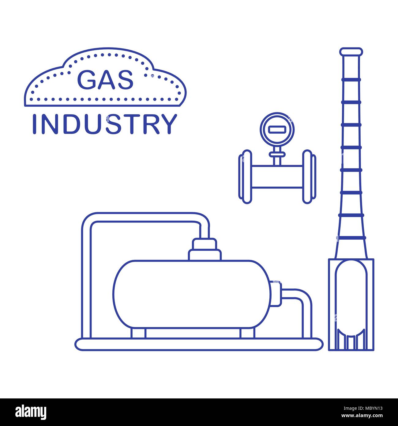 Gas processing plant. Industrial gas meter. Design for announcement