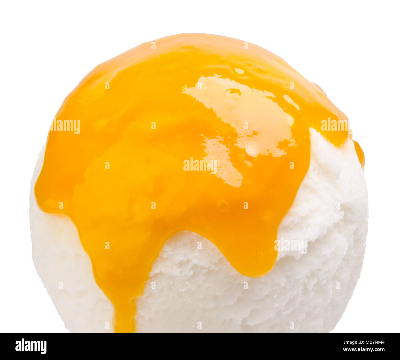 ice cream topped with syrup toppings Stock Photo Alamy