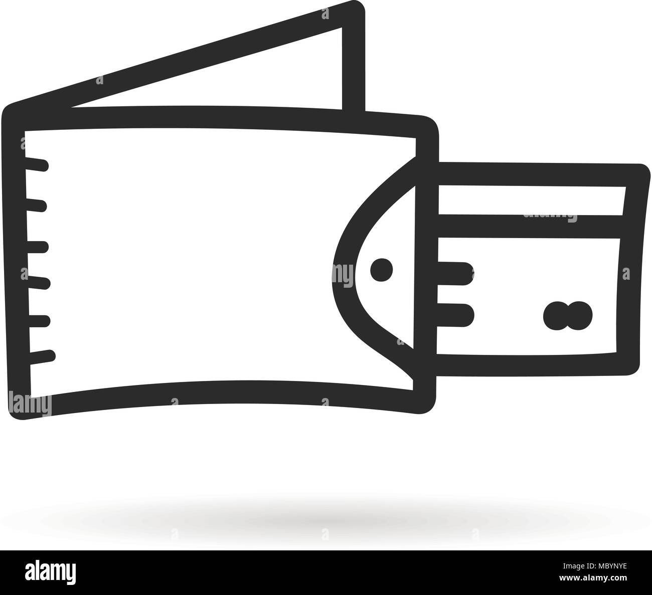 black doodle wallet and plastic card Stock Vector