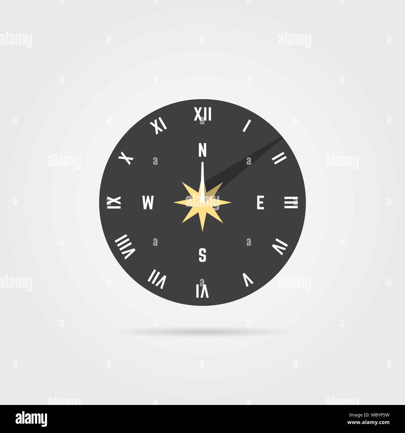 simple sundial icon with shadow Stock Vector