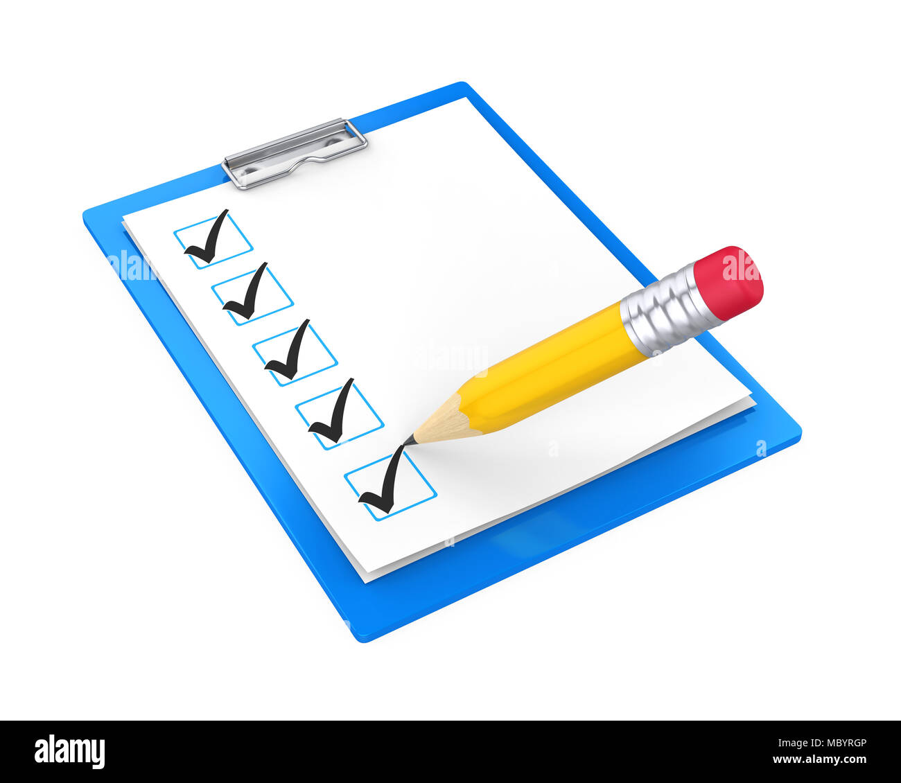 Clipboard Checklist with Pencil Isolated Stock Photo Alamy