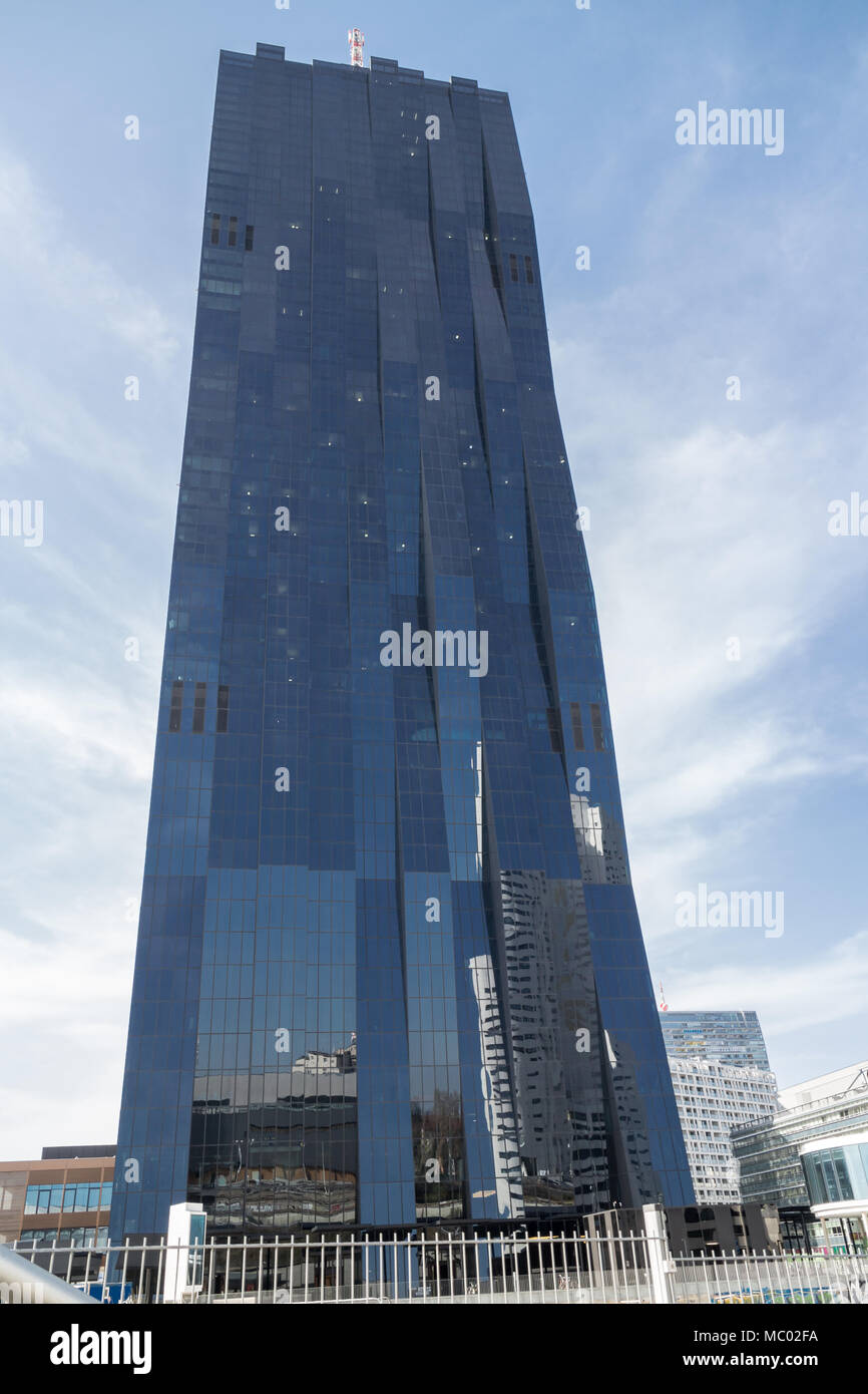 Danube city tower, the tallest Highrise building in Austria, Vienna Austria April.11, 2018 Stock ...