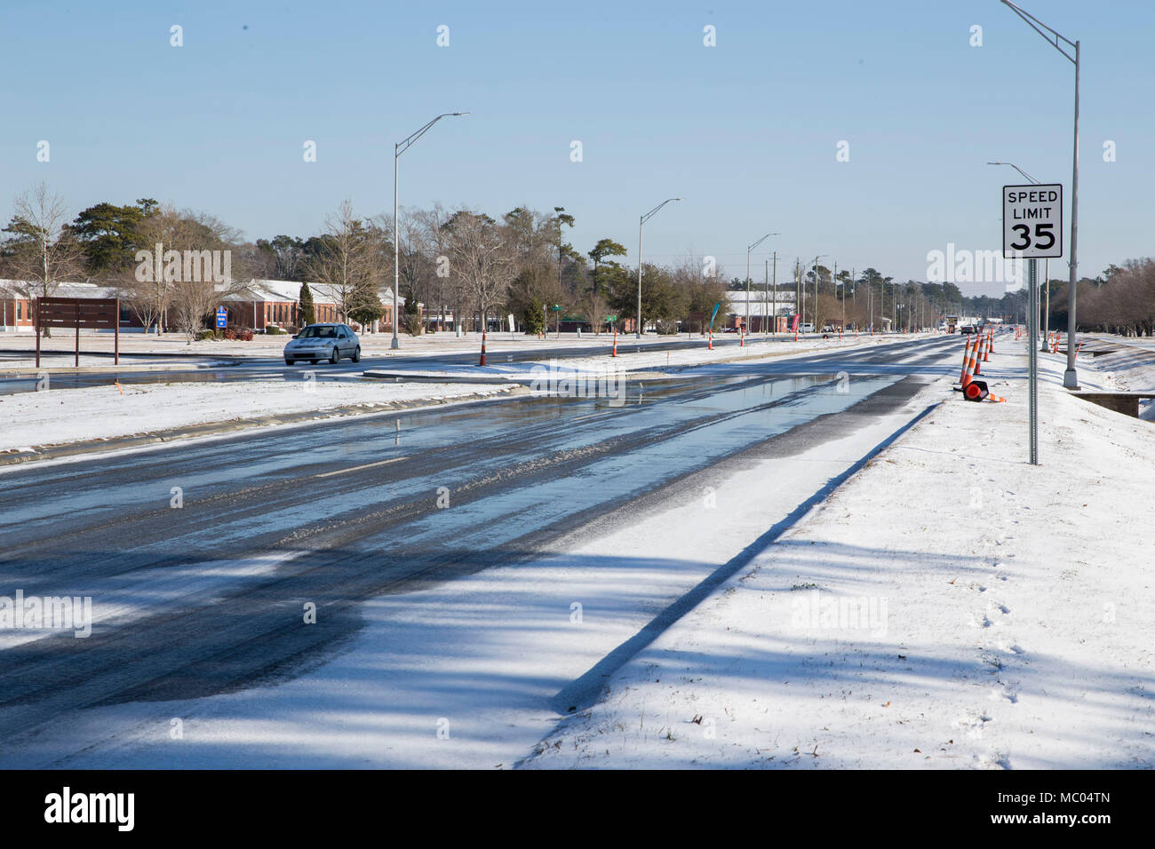 A rare winter storm covered base and the surrounding community with ice