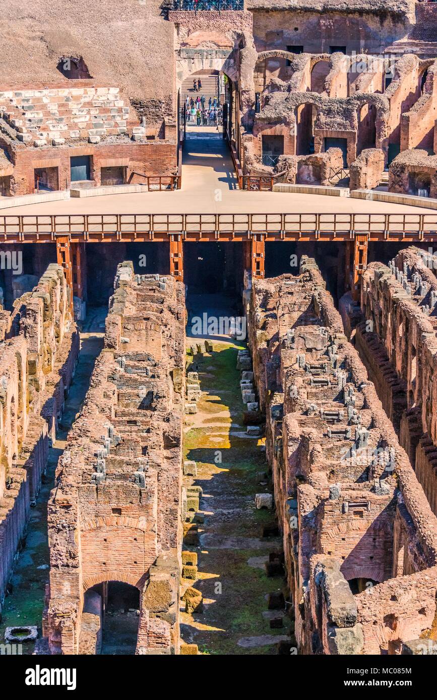 ROME, ITALY - APRIL 24, 2017. Inside view of The Colosseum with tourists sightseeing. Stock Photo