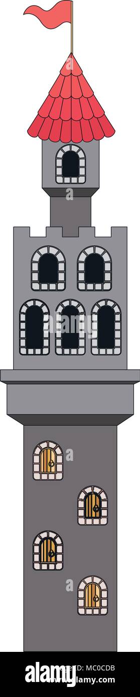 tower of medieval castle with flag Stock Vector Image & Art - Alamy