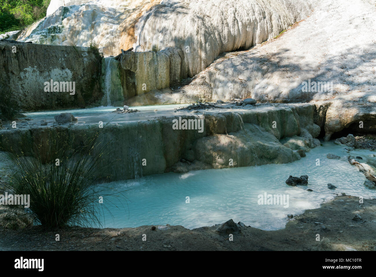 Fossa Bianca, White Whale, calcium carbonate hot springs and travertine pools in Bagni San Filippo, southern Tuscany, Italy, Europe Stock Photo