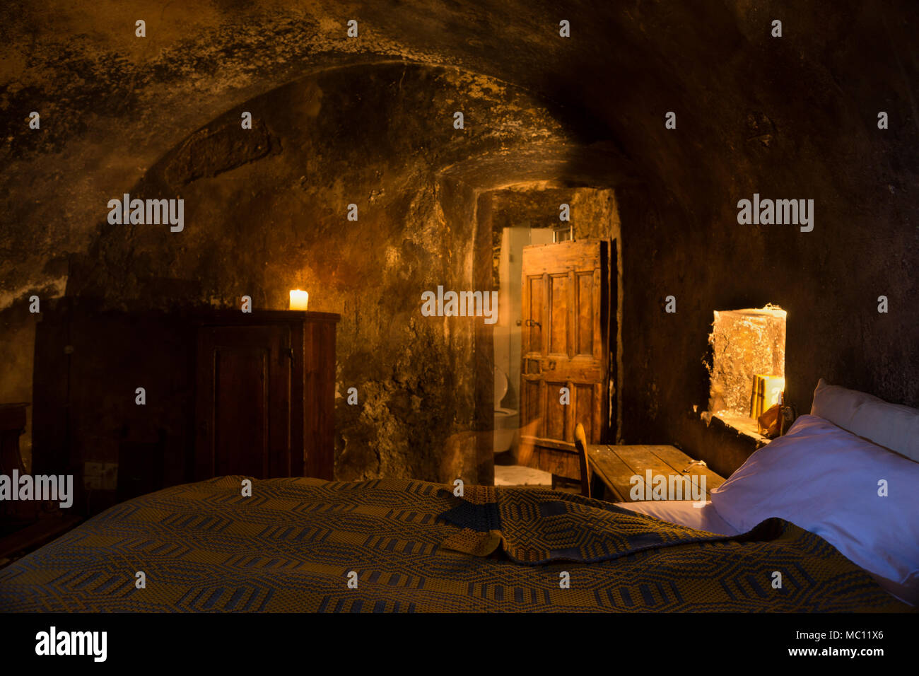 Cave Like Medieval Guest Room With Lit Candles Massive